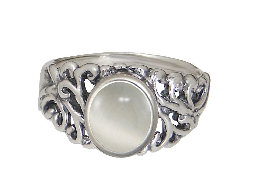 Sterling Silver Gemstone Ring With White Moonstone Size 5